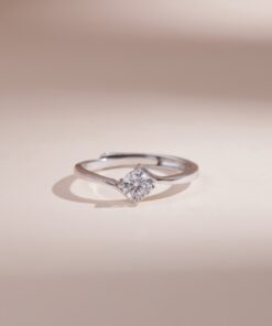 Nhẫn bạc nữ đính đá Moissanite bạc xi bạch kim 4.5 ly kiểm định GRA LAVESTA KC91 tinh tế, hiện đại -fs