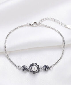 Vòng tay bạc Nữ đẹp đính ngọc trai – Sparkling Pearl Bracelet