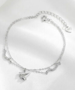 Vòng tay bạc Nữ đẹp cá tính sợi kép đính hình Máy bay xếp giấy – Fly Dream Bracelet